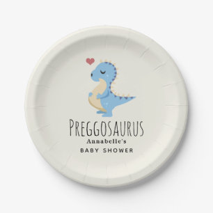 Preggosaurus Süße Dinosaurier-Junge Baby-Party Pappteller