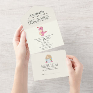 Preggosaurus Süße Lustige Dinosaurier Mädchen Baby All In One Einladung