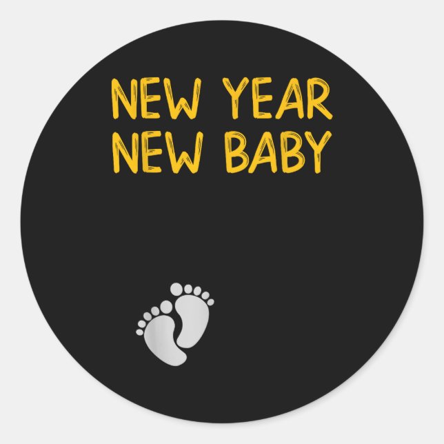 Pregnancy Announcemen - New Year New Baby  Runder Aufkleber (Vorderseite)