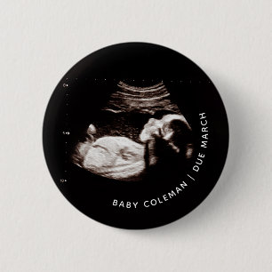 Pregnancy Announcement Baby Sonogram Photo Button