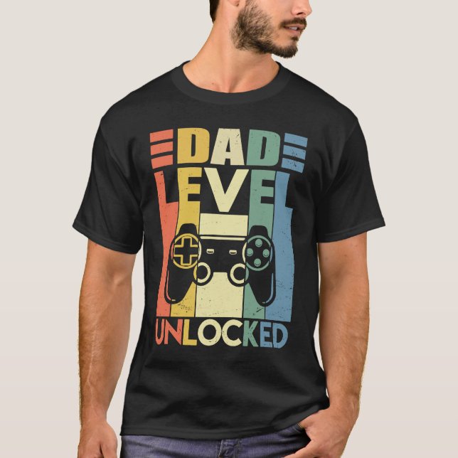 Pregnancy Announcement Dad Level Unlocked Soon To  T-Shirt (Vorderseite)