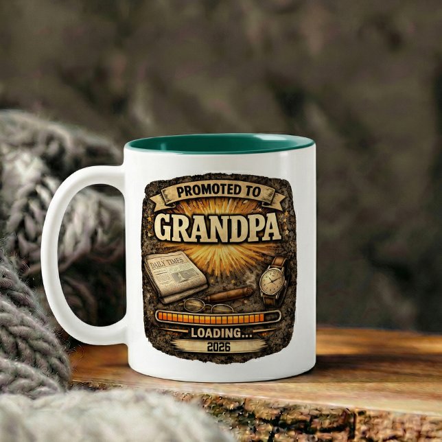 Pregnancy Announcement Gift for Grandpa Zweifarbige Tasse (Pregnancy Announcement Gift for Grandpa Two-Tone Coffee Mug)