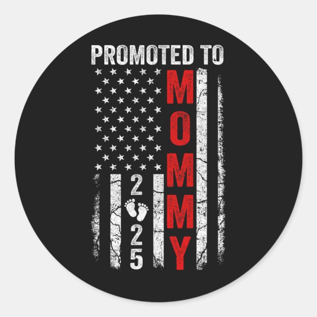 Pregnancy Announcement Mom Est 2025 Matching Patri Runder Aufkleber (Vorderseite)