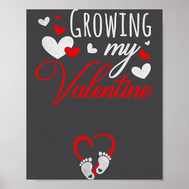 Pregnancy Announcement New Mom Growing My Valentin Poster (Vorne)