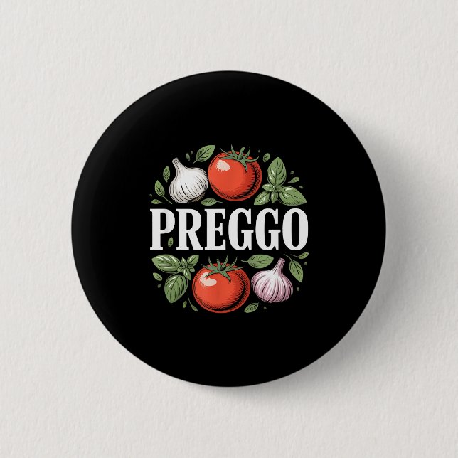 Pregnancy Announcement Prego Pasta Sauce Funny Pre Button (Vorderseite)