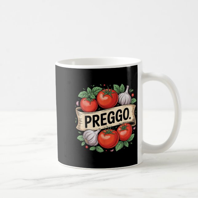 Pregnancy Announcement Prego Pasta Sauce Funny Pre Kaffeetasse (Rechts)