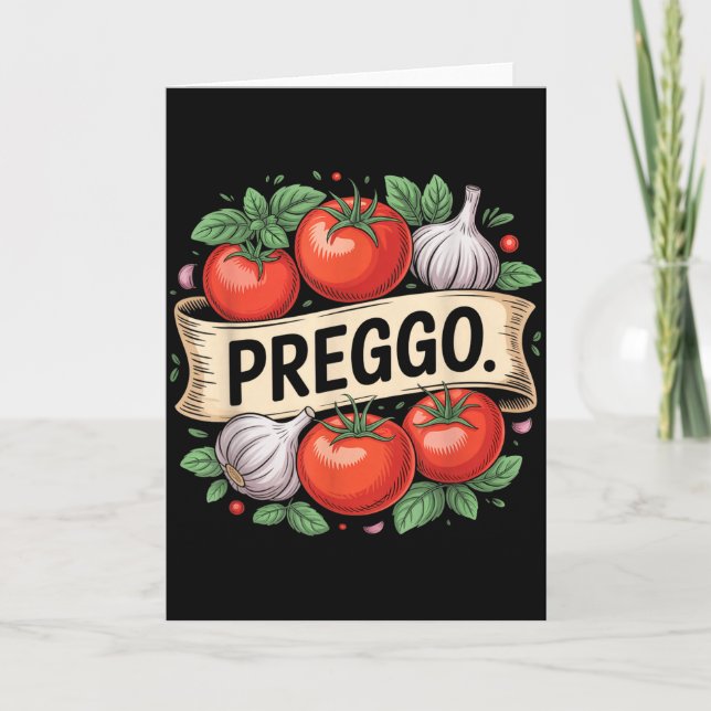 Pregnancy Announcement Prego Pasta Sauce Funny Pre Karte (Vorderseite)