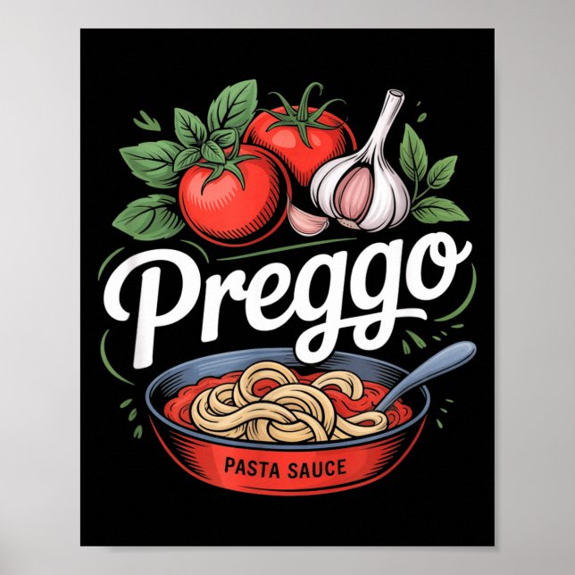 Pregnancy Announcement Prego Pasta Sauce Funny Pre Poster (Vorne)