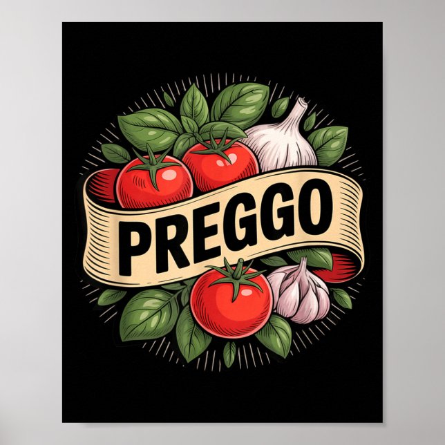 Pregnancy Announcement Prego Pasta Sauce Funny Pre Poster (Vorne)