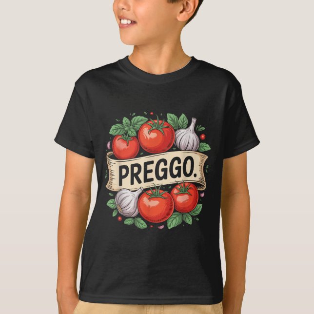 Pregnancy Announcement Prego Pasta Sauce Funny Pre T-Shirt (Vorderseite)