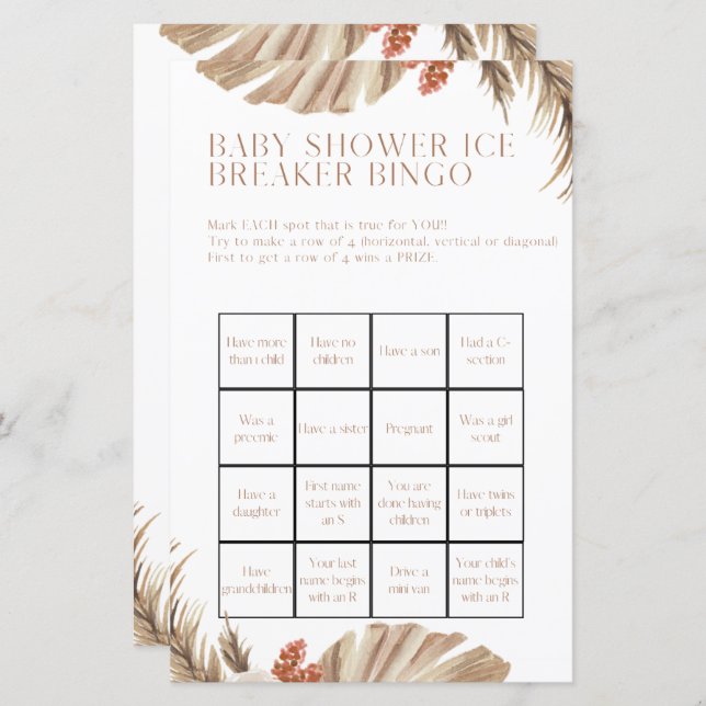 Pregnancy Baby Shower Bingo Showspiel (Vorne/Hinten)