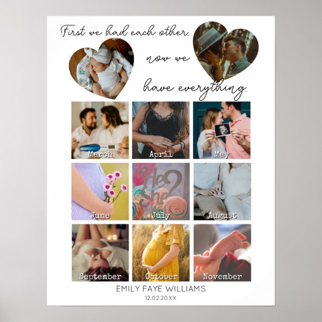 Pregnancy Journey Foto Collage mit Zitat Herz Poster (Vorne)