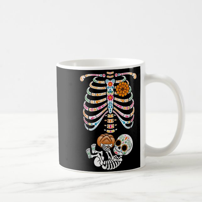Pregnancy Skeleton Dia De Los Muertos Mexican Bell Kaffeetasse (Rechts)
