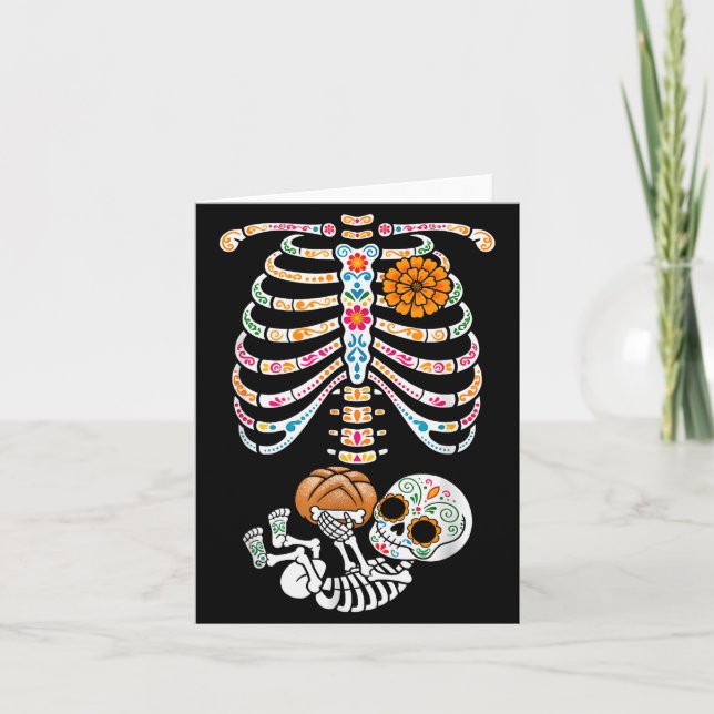 Pregnancy Skeleton Dia De Los Muertos Mexican Bell Karte (Vorderseite)