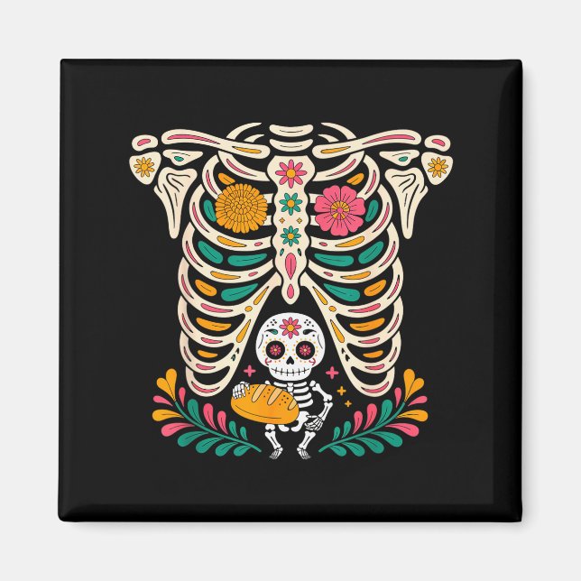 Pregnancy Skeleton Dia De Los Muertos Mexican Bell Magnet (Vorne)