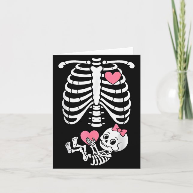 Pregnancy Skeleton Girl Baby Rib Cage Belly Bump H Karte (Vorderseite)