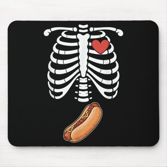 Pregnancy Skeleton Hotdog Belly Bump Rib Cage Hall Mousepad (Vorne)