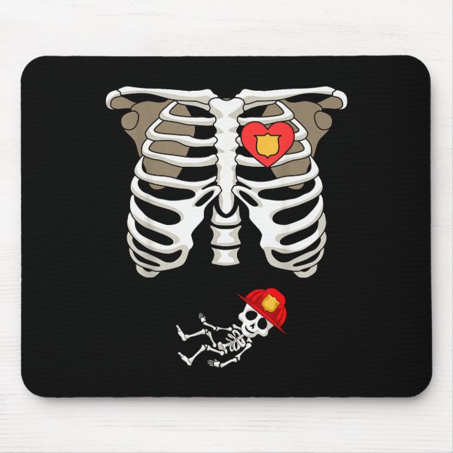 Pregnancy Skeleton Rib Funny Firefighter Bump Shir Mousepad (Vorne)