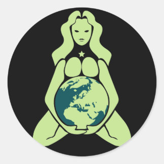 Pregnant Earth Goddess Runder Aufkleber