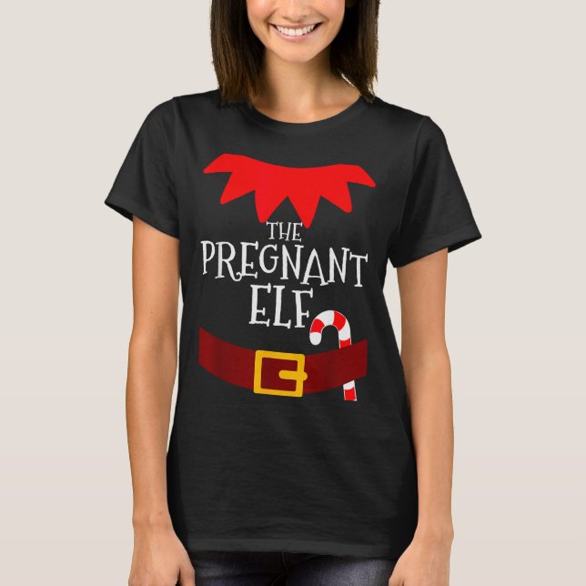 Pregnant Elf Matching Family Group Christmas Pajam T-Shirt (Vorderseite)