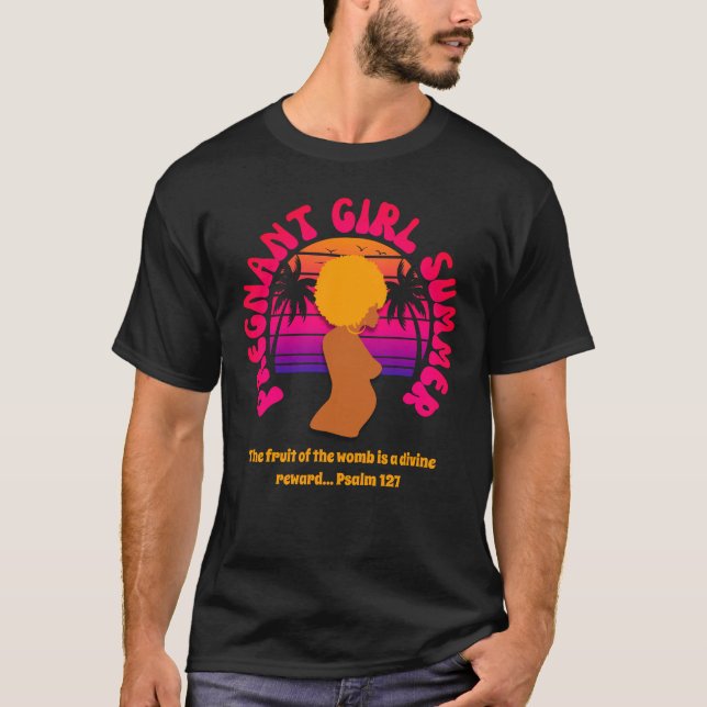 PREGNANT GIRL SOMMER Black Afro Queen T-Shirt (Vorderseite)