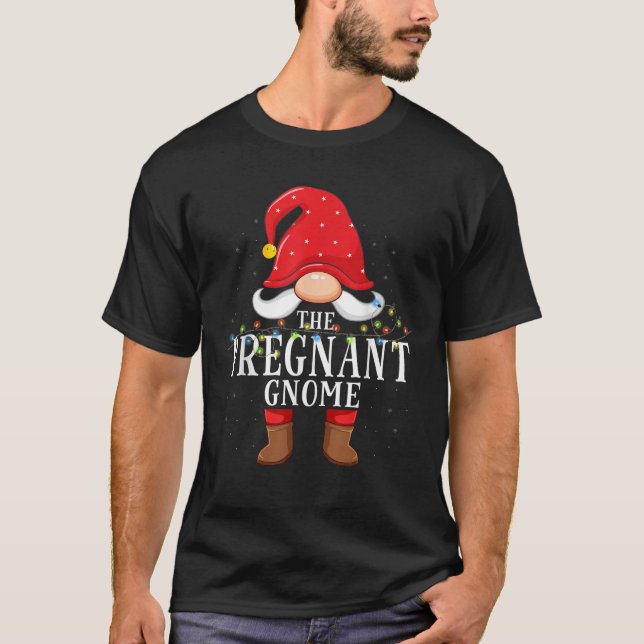 Pregnant Gnome Matching Christmas Family Pajama  T-Shirt (Vorderseite)