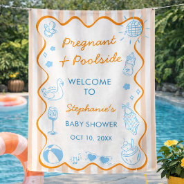 Pregnant & Poolside Summer Pool Party Baby Shower Wandteppich