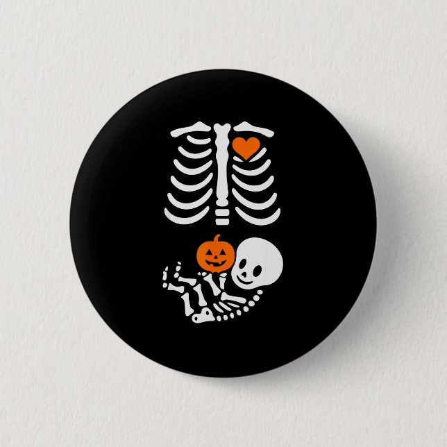 Pregnant Skeleton Baby Bump Funny Halloween Tee  Button (Vorderseite)