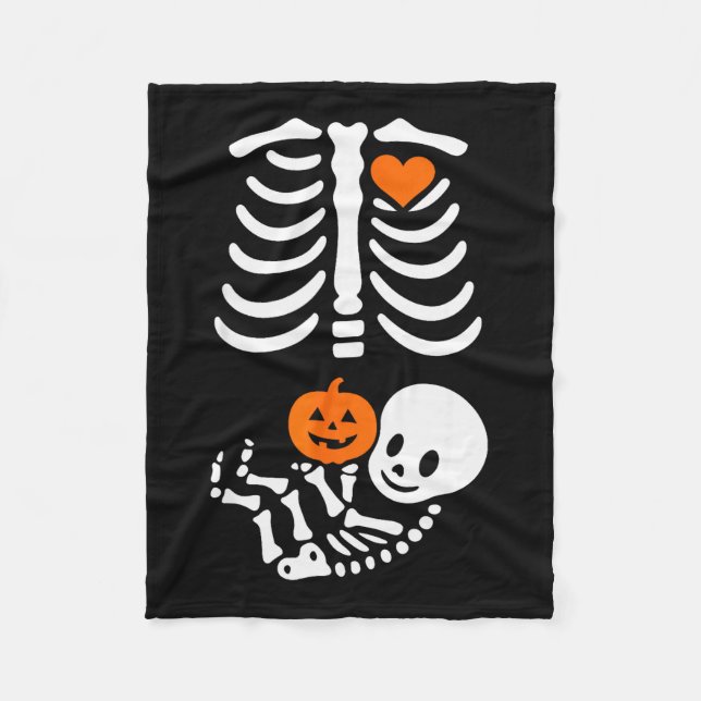 Pregnant Skeleton Baby Bump Funny Halloween Tee  Fleecedecke (Vorderseite)