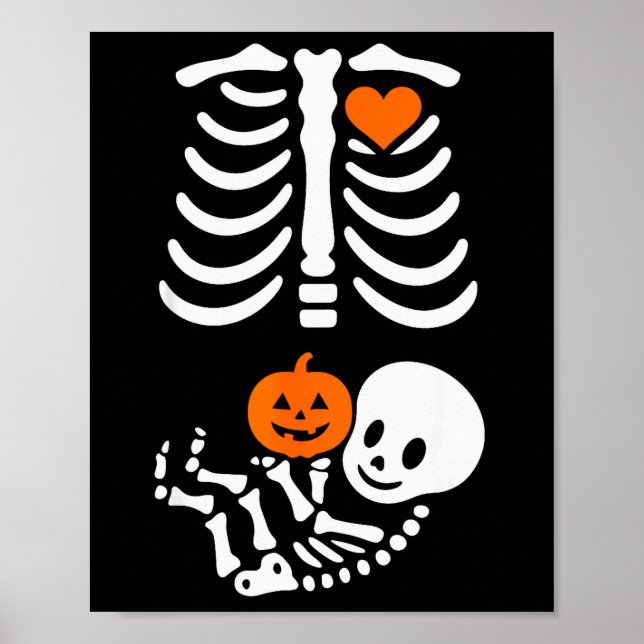 Pregnant Skeleton Baby Bump Funny Halloween Tee  Poster (Vorne)