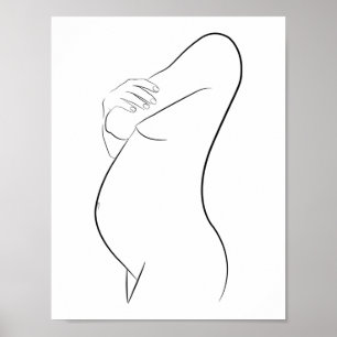 Pregnant Woman Line Kunst Modernes Minimalistisch  Poster
