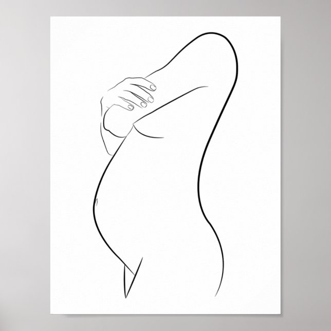 Pregnant Woman Line Kunst Modernes Minimalistisch  Poster (Vorne)