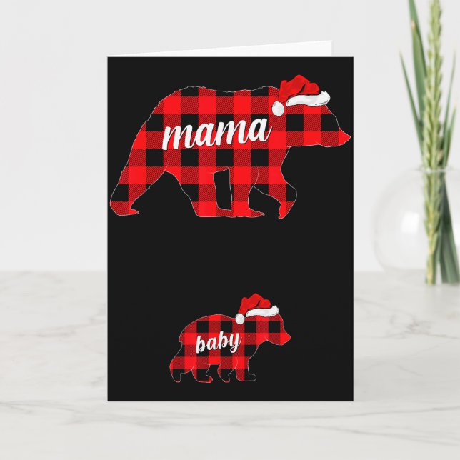 Pregnant Women Mama Bear Pregnancy Christmas Pajam Karte (Vorderseite)