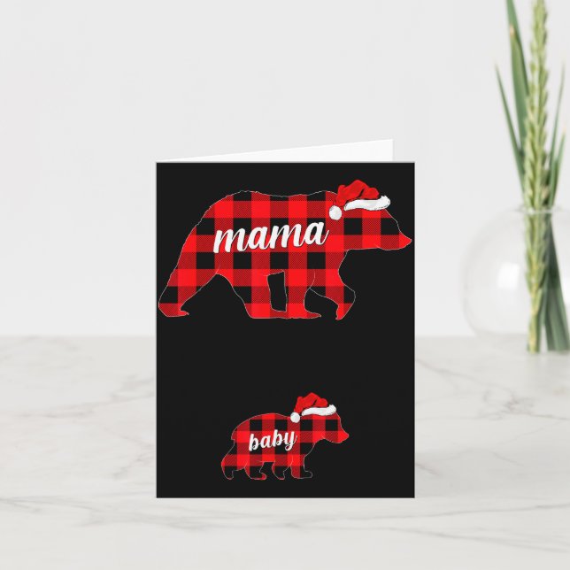 Pregnant Women Mama Bear Pregnancy Christmas Pajam Karte (Vorderseite)