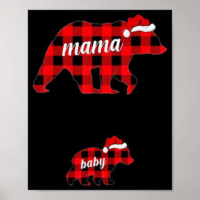 Pregnant Women Mama Bear Pregnancy Christmas Pajam Poster (Vorne)