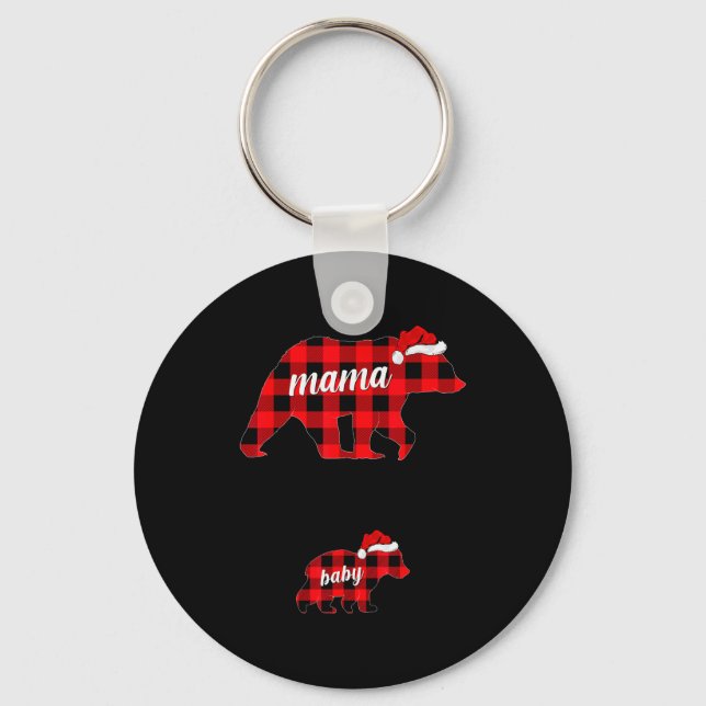 Pregnant Women Mama Bear Pregnancy Christmas Pajam Schlüsselanhänger (Vorderseite)