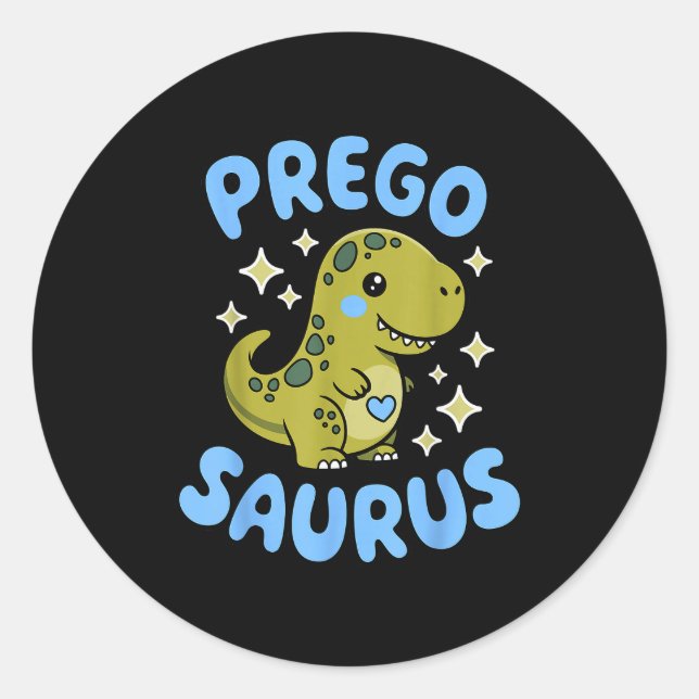 Pregosaurus Cute Retro Mommy Dinosaur Pregnancy An Runder Aufkleber (Vorderseite)