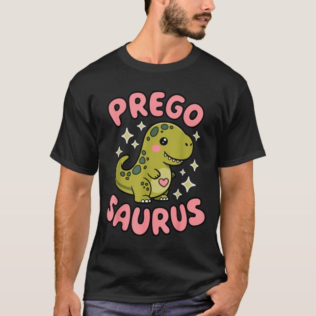 Pregosaurus Cute Retro Mommy Dinosaur Pregnancy An T-Shirt (Vorderseite)