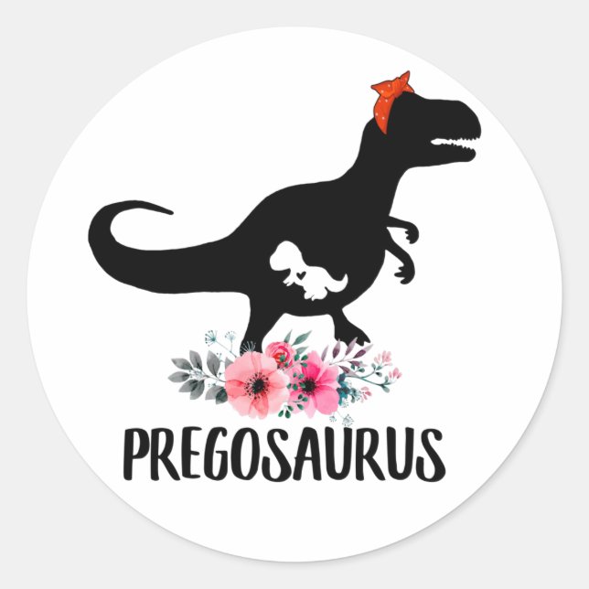 Pregosaurus Funny Pregnancy Gift Runder Aufkleber (Vorderseite)
