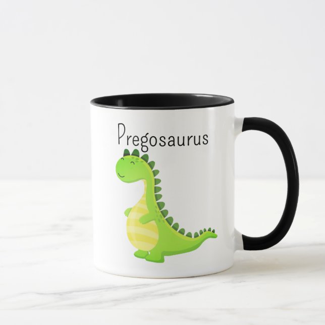 Pregosaurus Funny Pregnant Dinosaurier Tasse (Rechts)