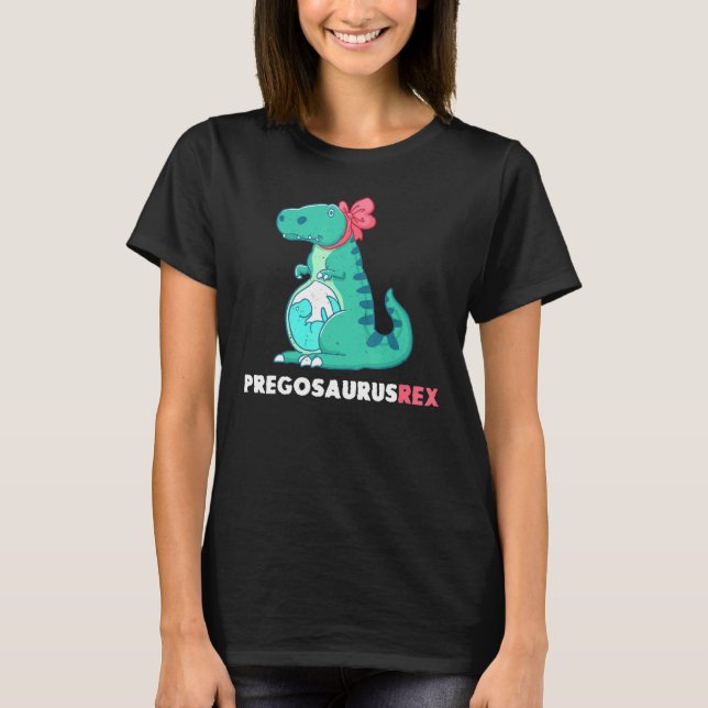 Pregosaurus Rex Dinosaurier Schwangerschaftsankünd T-Shirt (Vorderseite)