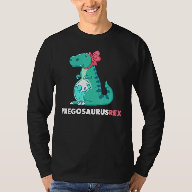Pregosaurus Rex Dinosaurier Schwangerschaftsankünd T-Shirt (Vorderseite)
