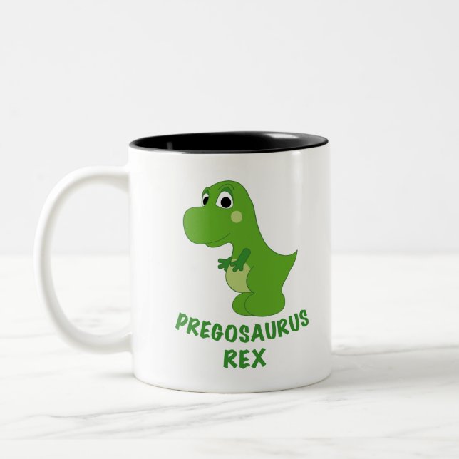 Pregosaurus Rex schwanger T-Rex Niedlicher Dinosau Zweifarbige Tasse (Links)