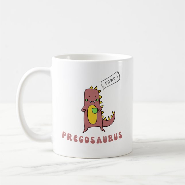 Pregosaurus Tasse, Geschenk für bald Mama Kaffeetasse (Links)