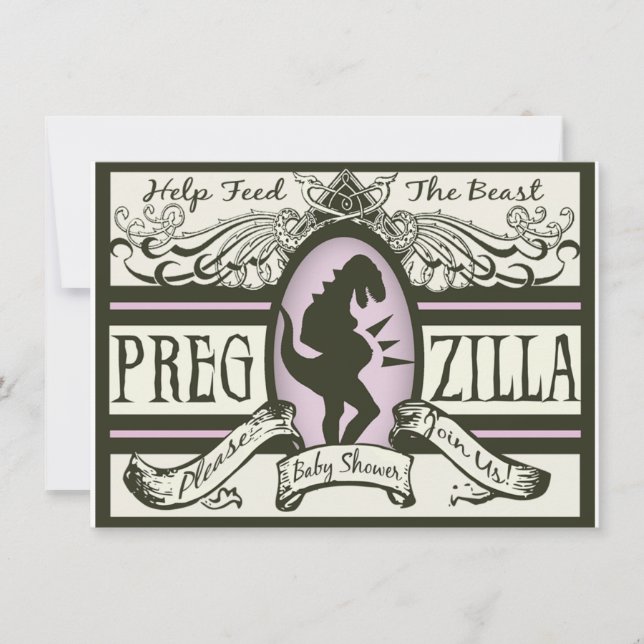 Pregzilla Babyparty Einladung (Vorderseite)