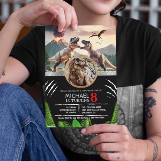 Prehistoric Dinosaur T-rex Birthday Party Einladung (Dinosaur T-Rex Prehistoric Birthday Party Invitation)