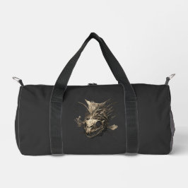 Prehistoric Fish Skull Grunge Dark Art Duffel Bag Duffle Bag