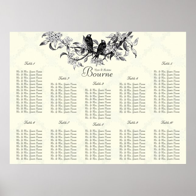 Preis ab $12.80 Sitzplan Tischnummern Poster (Vorne)