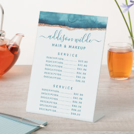 Preis für aquamarine und goldene Wasserfarben Sockelschild