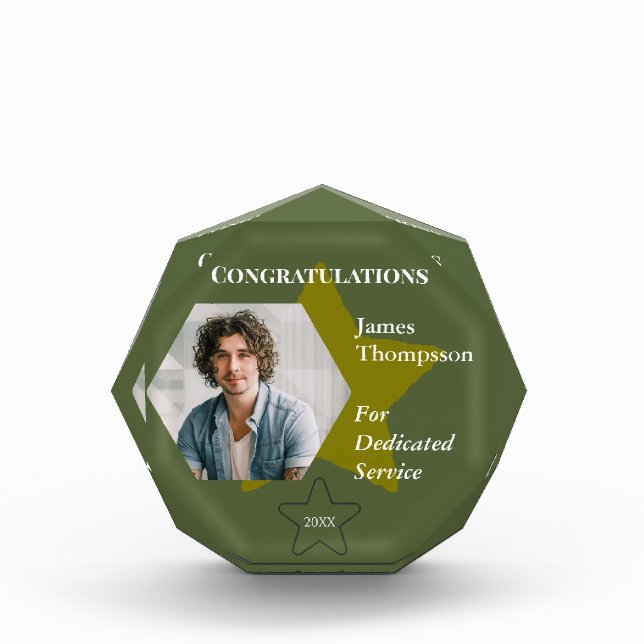 Preis für den militärischen grünen Dienst mit Gold Fotoblock (Vorderseite)